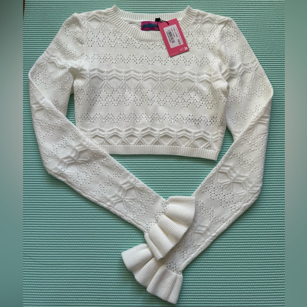 Edikted Delana Embroidered Knit Crop Top. Size XS/S